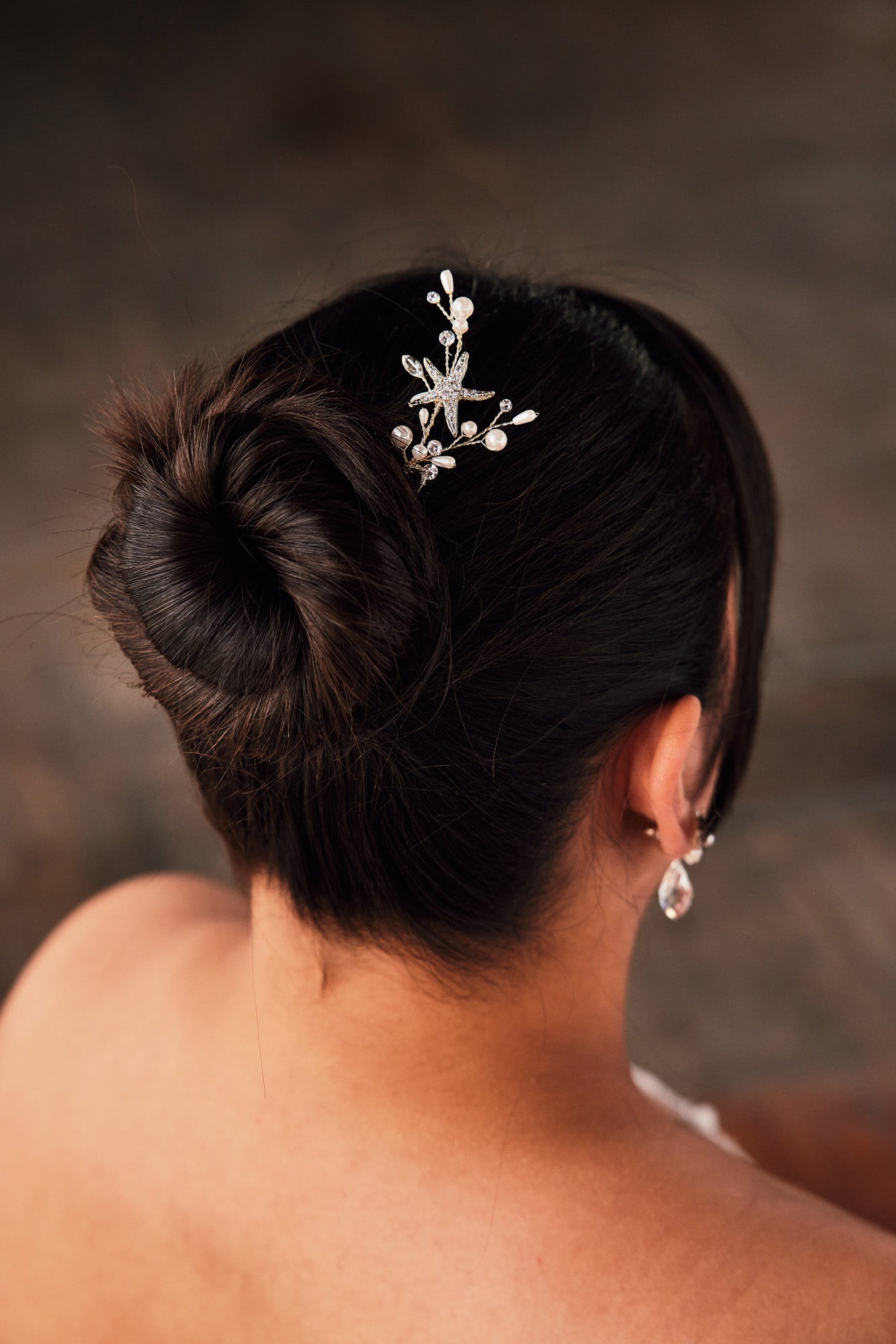 starfish hair pin beach wedding bride