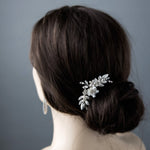 Pearl Wedding Comb with Porcelain Luster Flower - Hair Comb - Cassandra Lynne