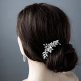 Pearl Wedding Comb with Porcelain Luster Flower - Hair Comb - Cassandra Lynne