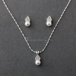 Pearl Wedding Necklace Set with Crystals - Necklace Set - Cassandra Lynne