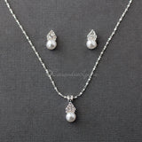 Pearl Wedding Necklace Set with Crystals - Necklace Set - Cassandra Lynne