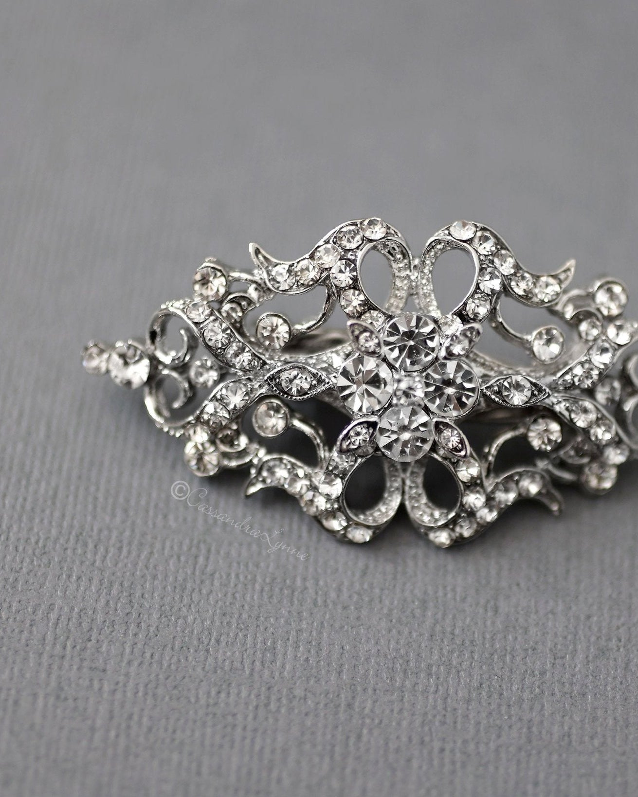 Petite Bridal Hair Clip in Antique Silver - Hair Clips - Cassandra Lynne