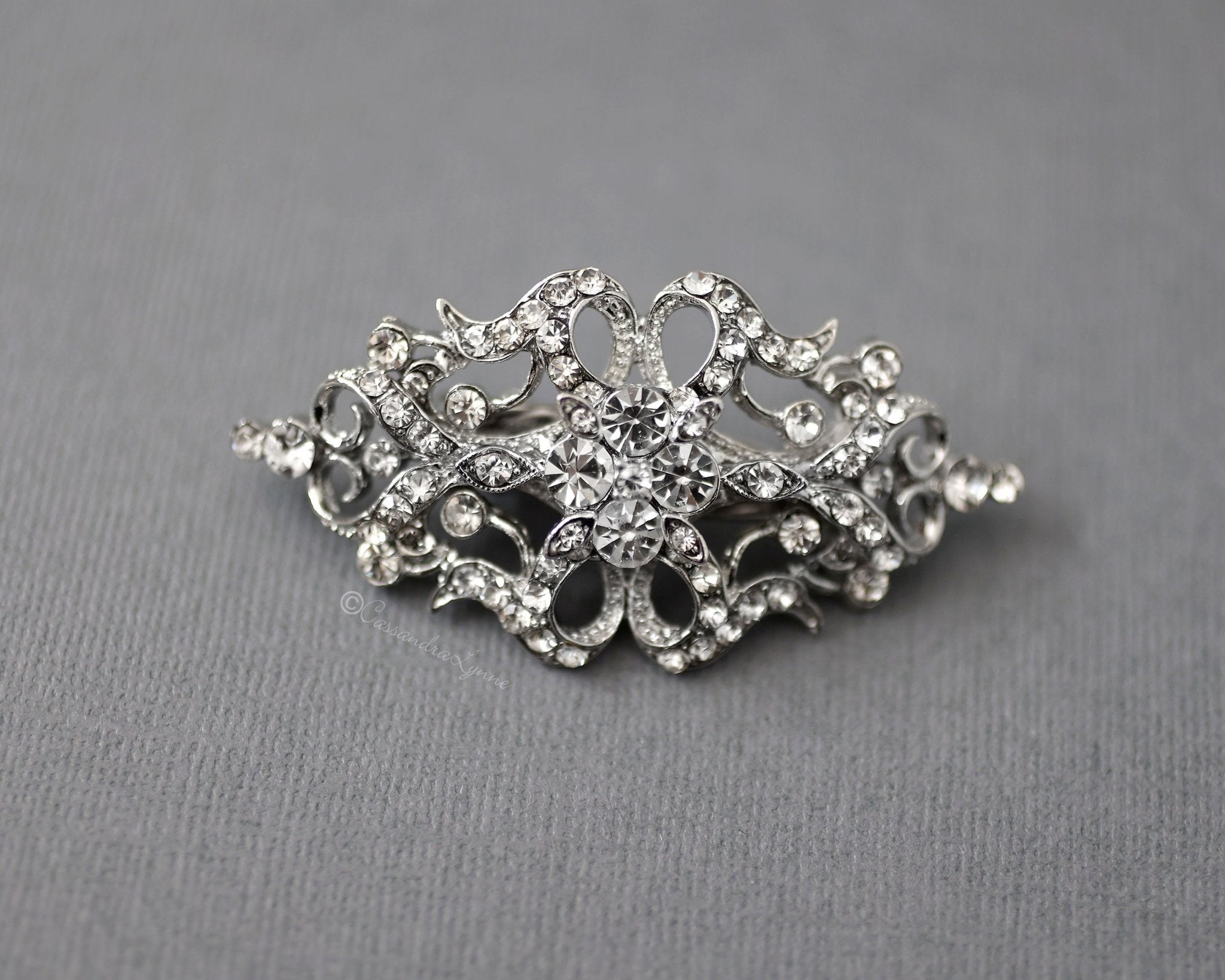 Petite Bridal Hair Clip in Antique Silver - Hair Clips - Cassandra Lynne