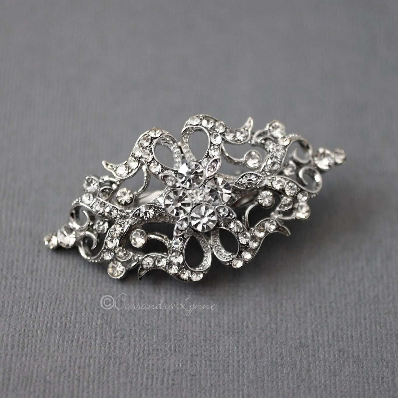 Petite Bridal Hair Clip in Antique Silver - Hair Clips - Cassandra Lynne