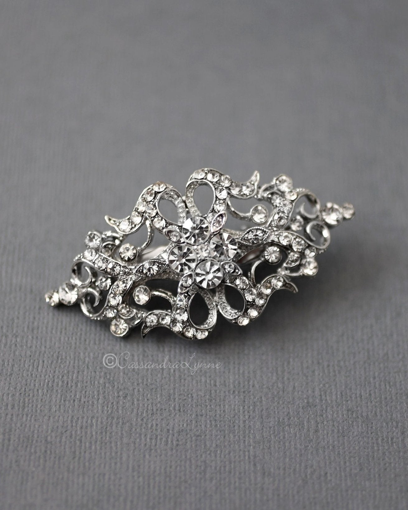 Petite Bridal Hair Clip in Antique Silver - Hair Clips - Cassandra Lynne
