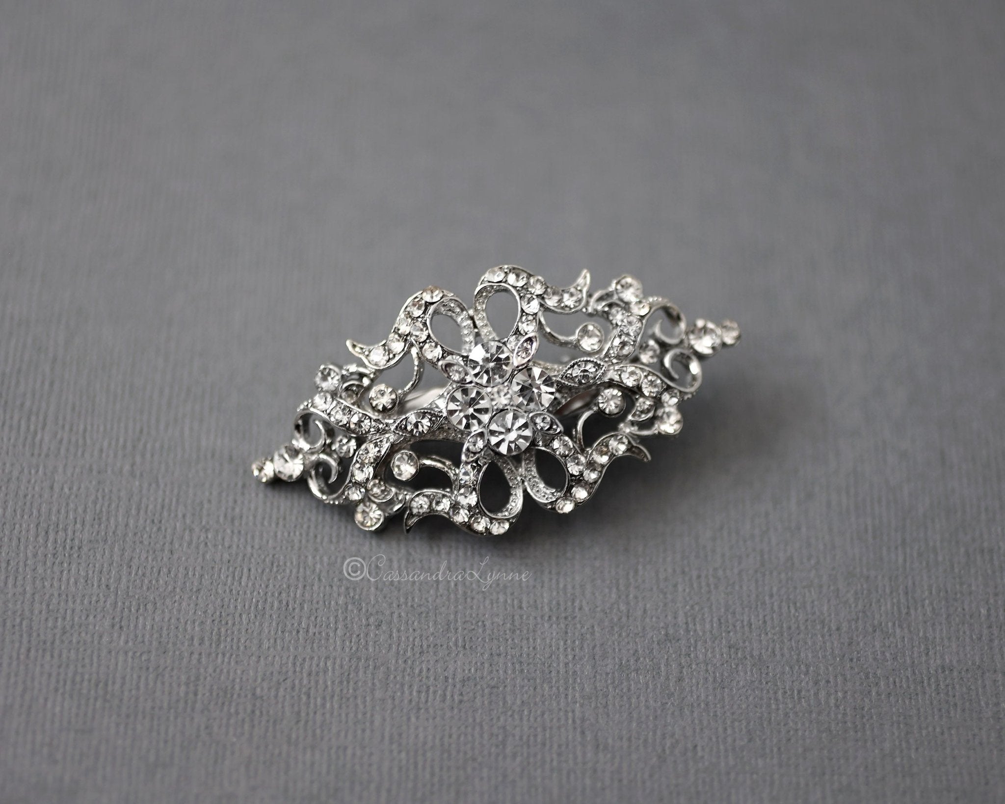 Petite Bridal Hair Clip in Antique Silver - Hair Clips - Cassandra Lynne
