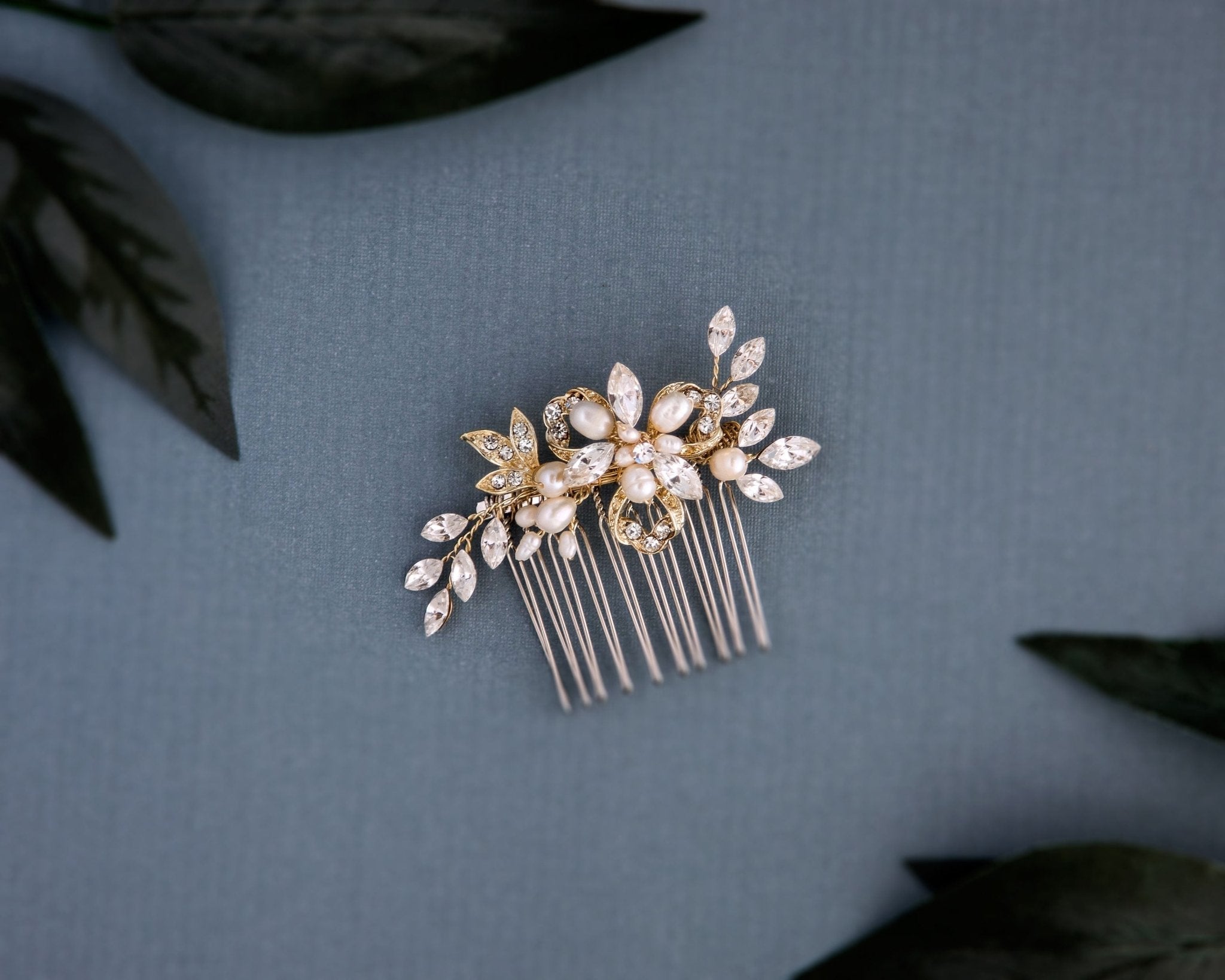 Petite Floral Comb with Cultured Pearls - Hair Comb - Cassandra Lynne