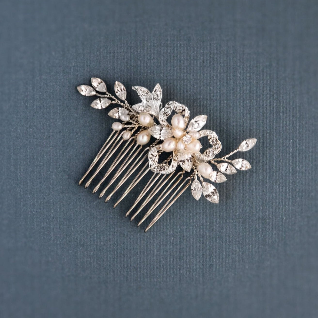 Petite Floral Comb with Cultured Pearls - Hair Comb - Cassandra Lynne