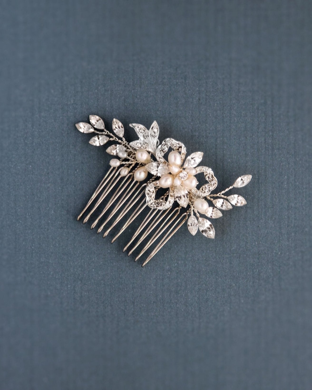 Petite Floral Comb with Cultured Pearls - Hair Comb - Cassandra Lynne