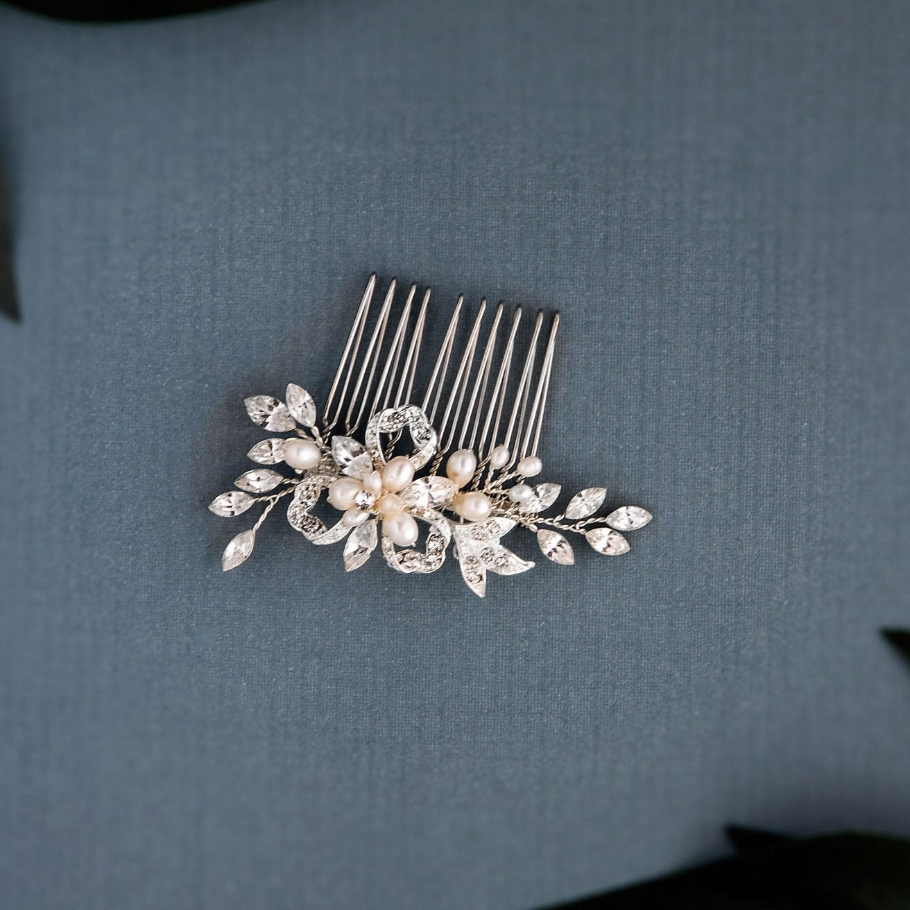 Petite Floral Comb with Cultured Pearls - Hair Comb - Cassandra Lynne