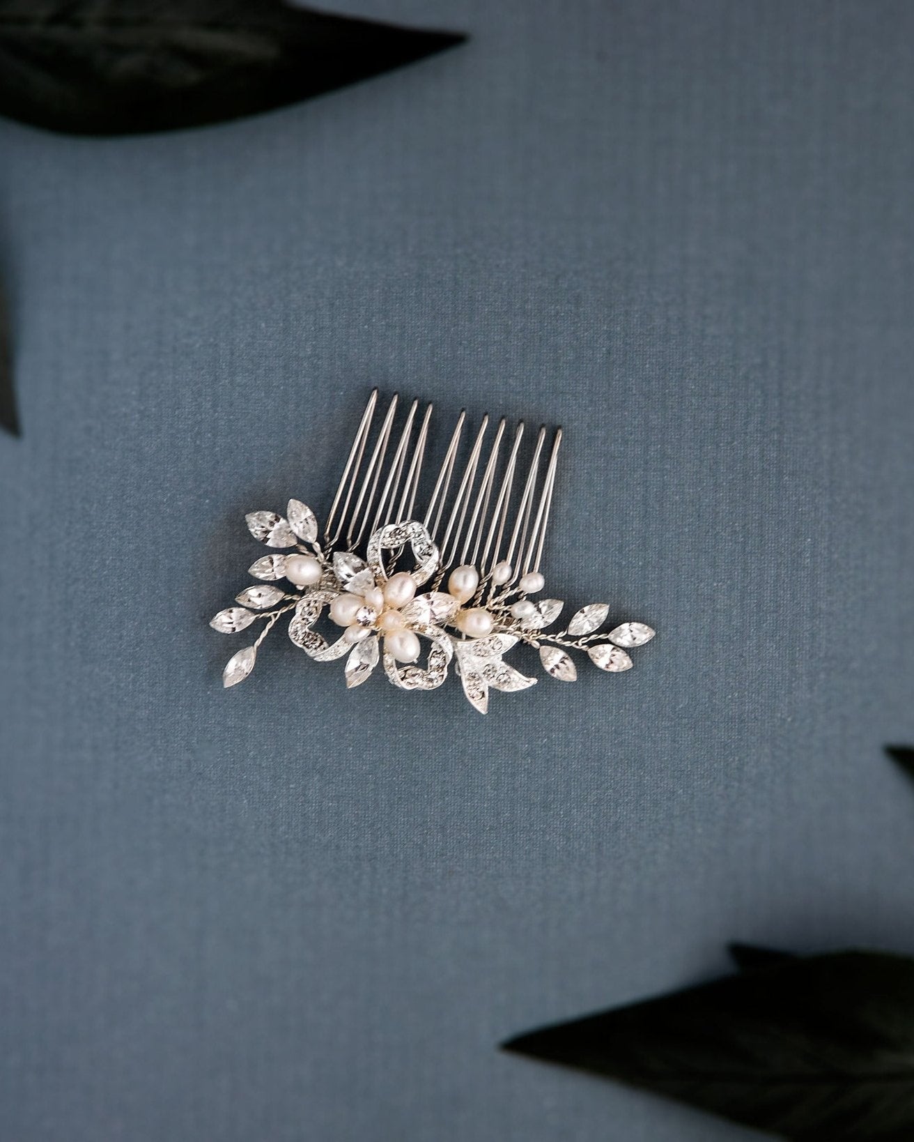 Petite Floral Comb with Cultured Pearls - Hair Comb - Cassandra Lynne