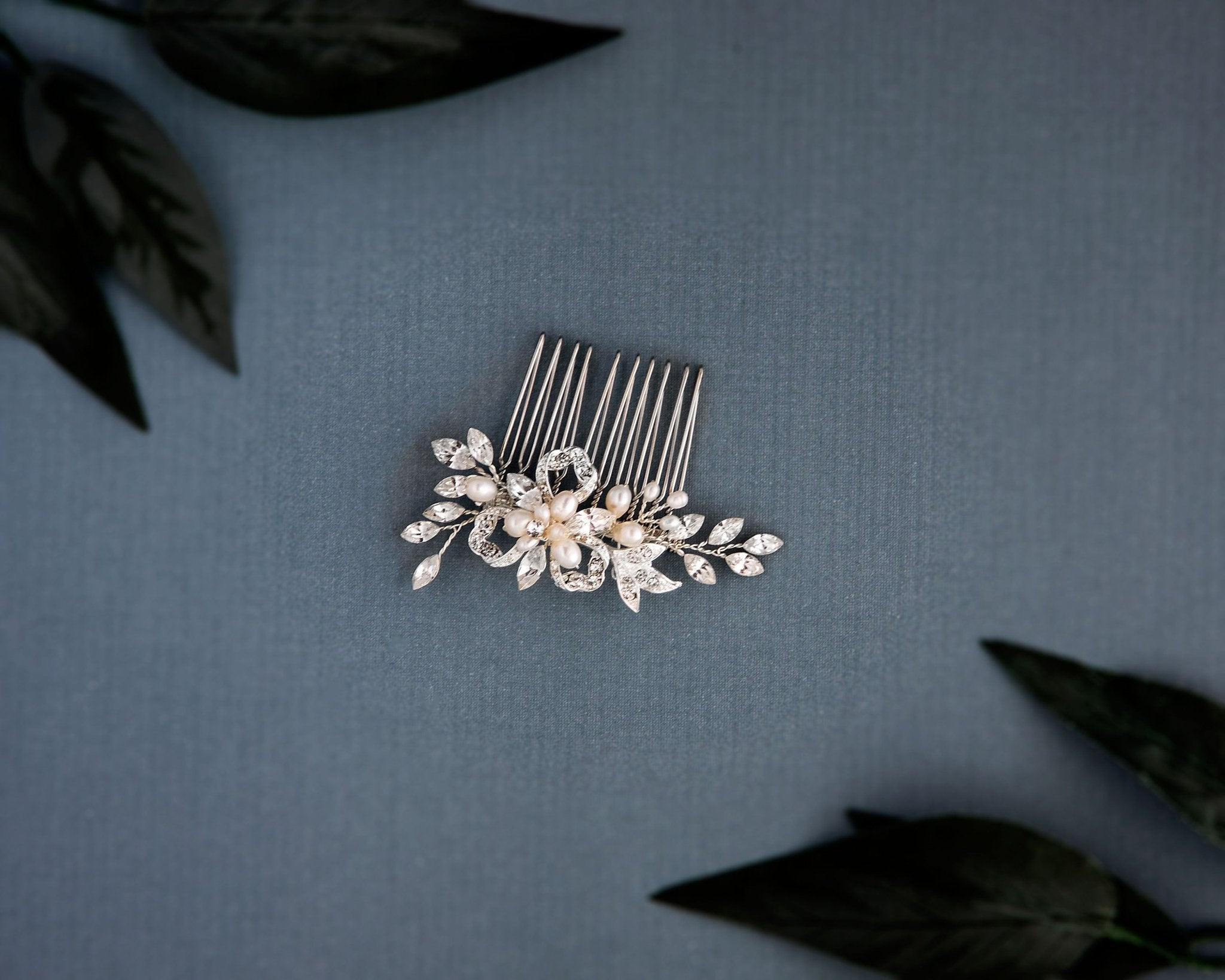 Petite Floral Comb with Cultured Pearls - Hair Comb - Cassandra Lynne