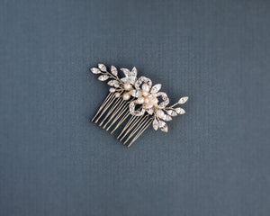 Petite Floral Comb with Cultured Pearls - Cassandra Lynne