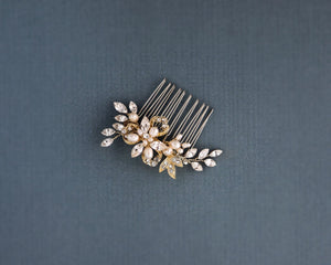 Petite Floral Comb with Cultured Pearls - Cassandra Lynne