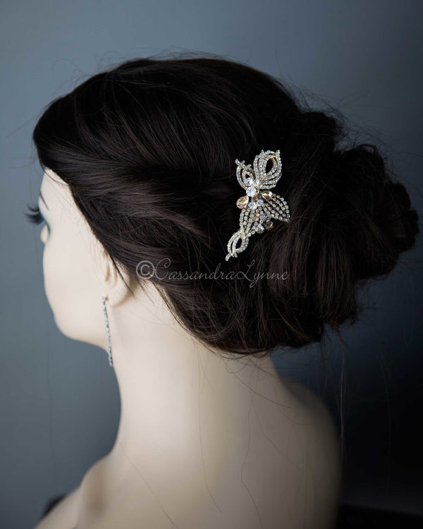 Golden Rose Flower Hair Clip for the Bride - Cassandra Lynne