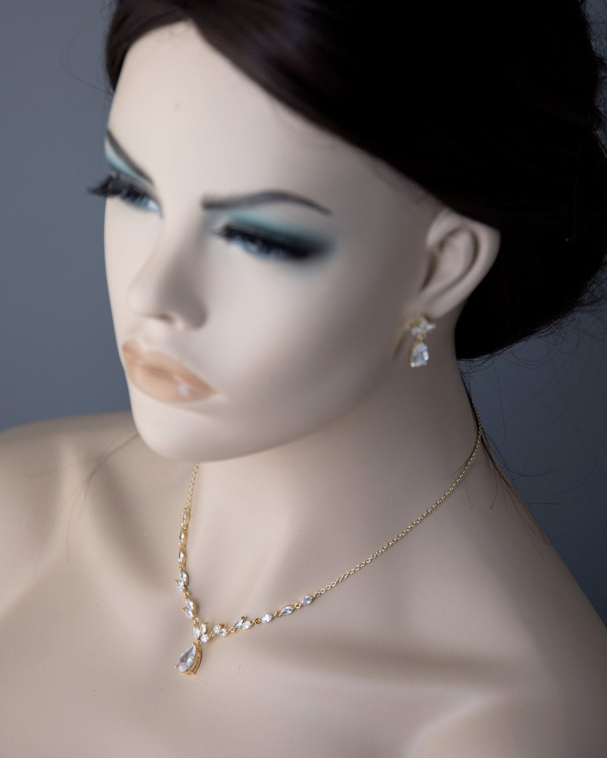 Petite Minimalist CZ Bridal Necklace Set - Necklace Set - Cassandra Lynne