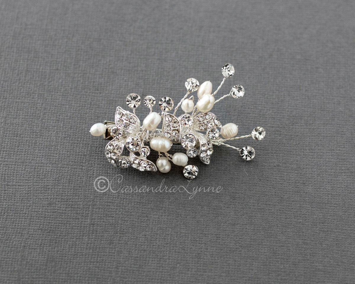 Petite Pearl Wedding Hair Clip with Crystals - Cassandra Lynne