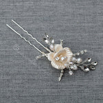 Porcelain Flower Bridal Hair Pin with Pearls - Hair Pins - Cassandra Lynne