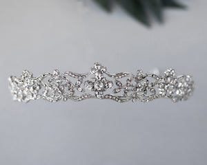 Elegant Floral Tiara in Antique Silver