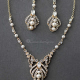 Regal Pearl Bridal Necklace Set - Necklace Set - Cassandra Lynne