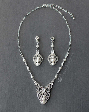 Regal Pearl Bridal Necklace Set - Cassandra Lynne