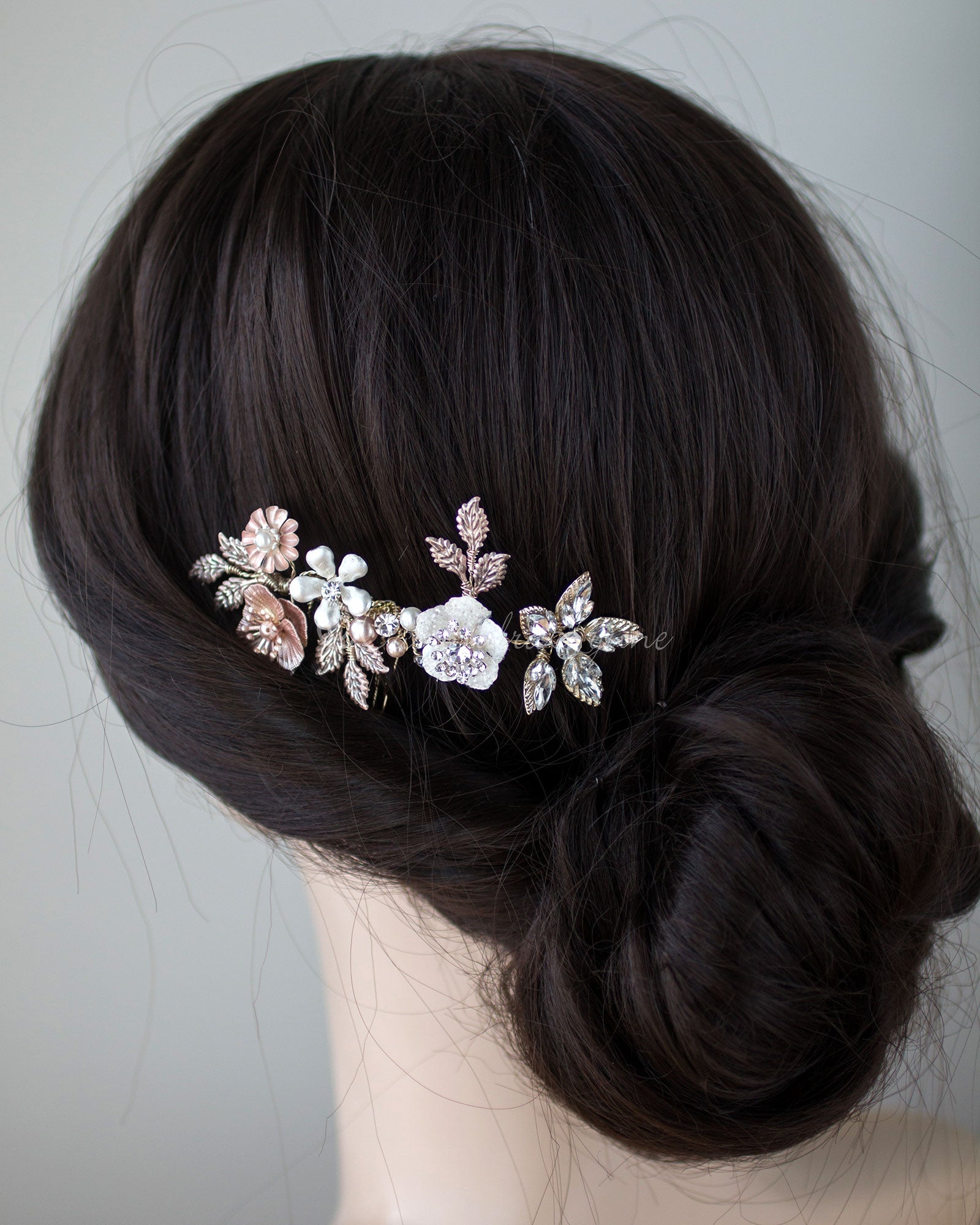 Rose Gold and Gold Mix Wedding Comb - Cassandra Lynne