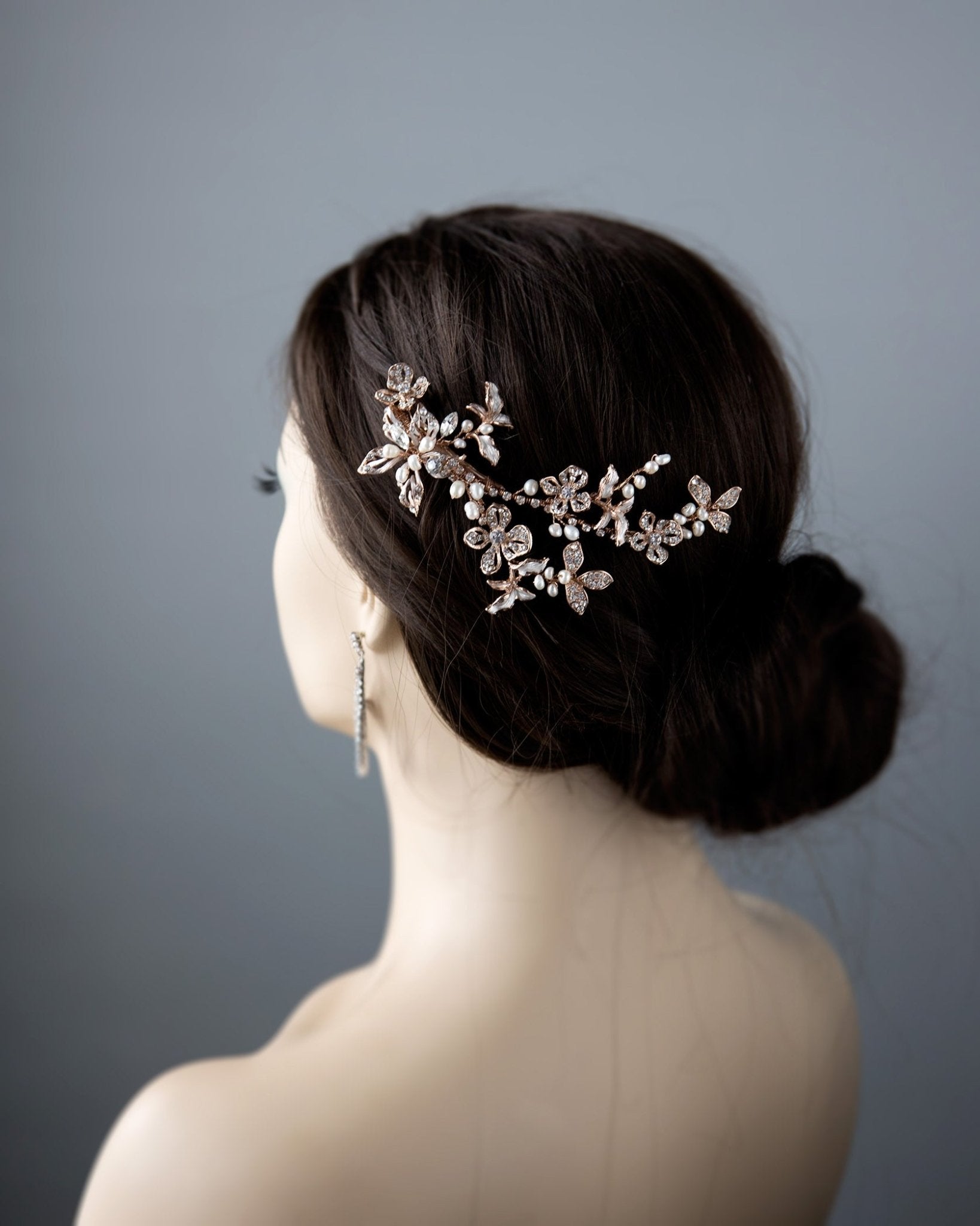 Rose Gold Bridal Clip with Freshwater Pearls - Hair Clips - Cassandra Lynne