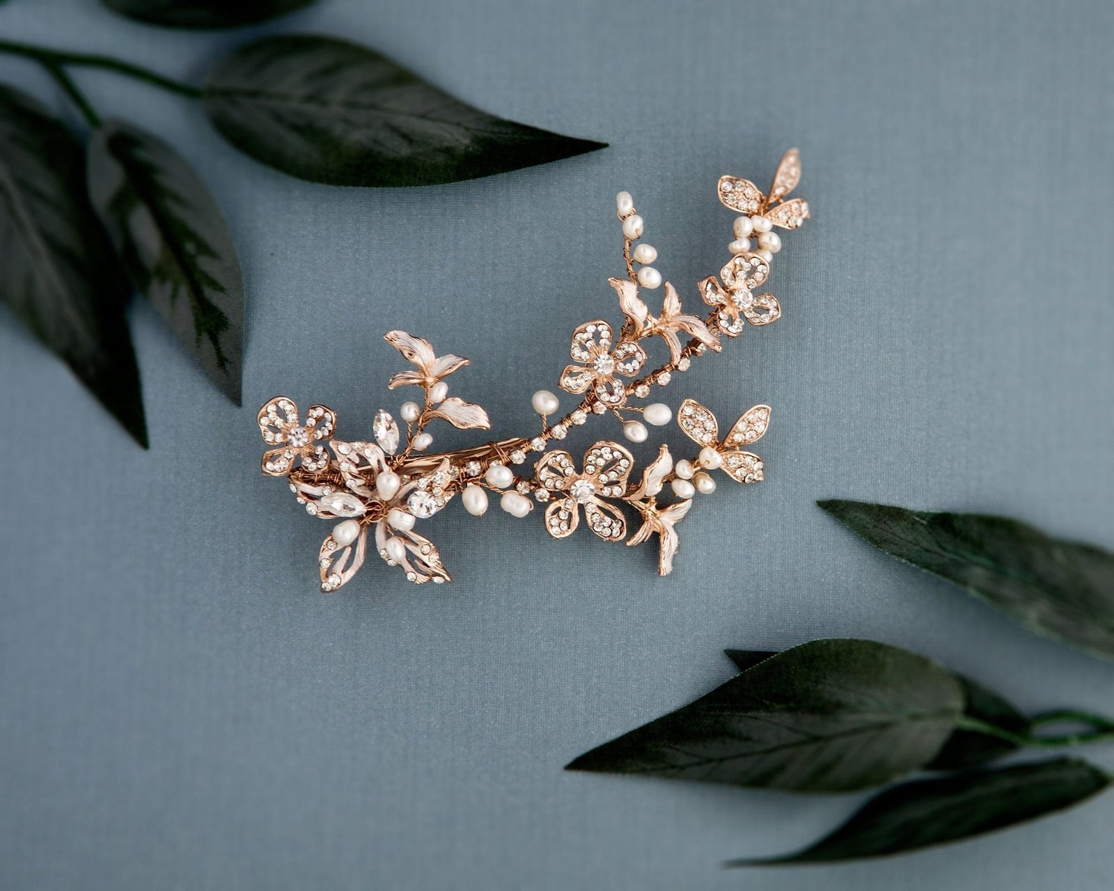 Rose Gold Bridal Clip with Freshwater Pearls - Hair Clips - Cassandra Lynne