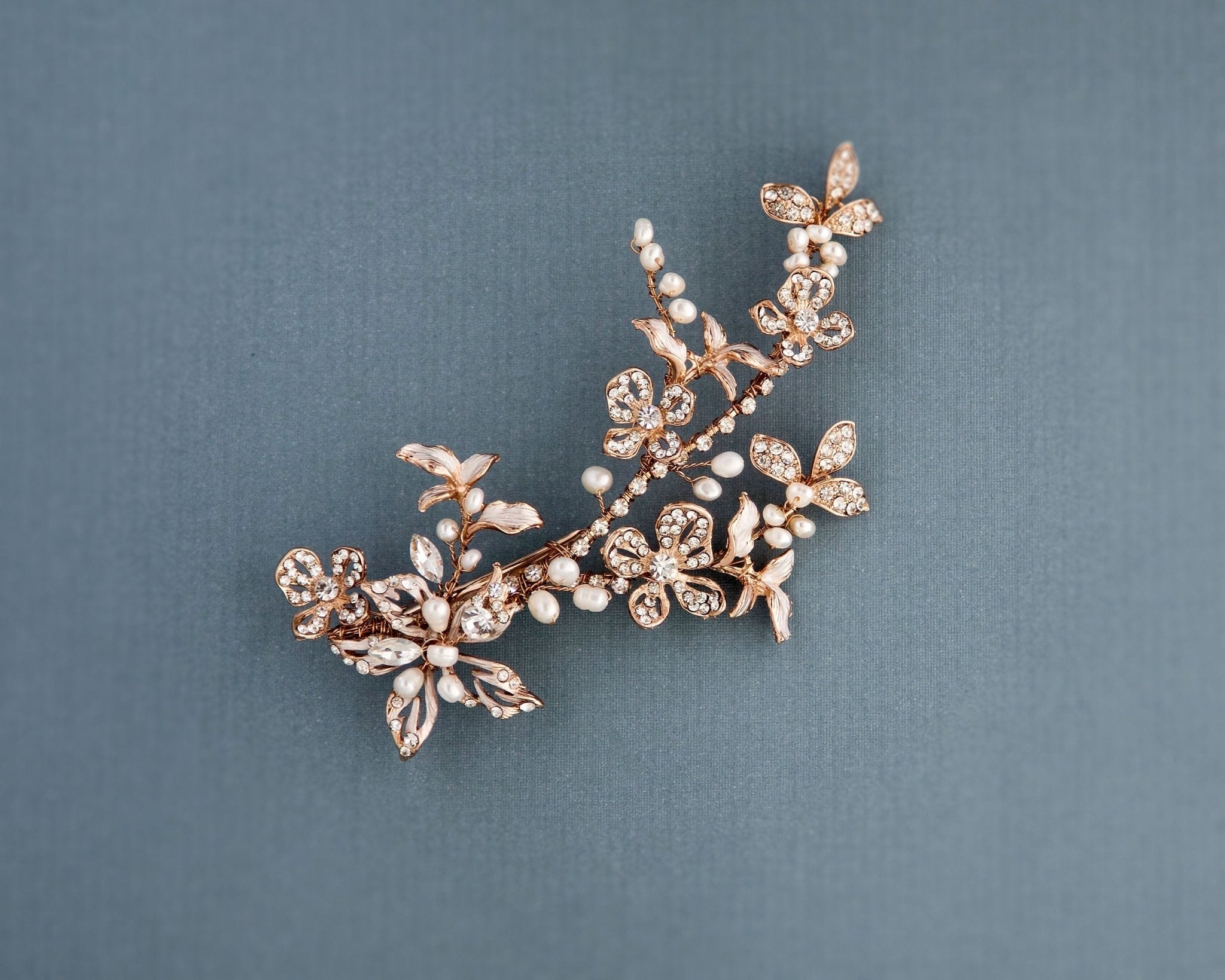 Rose Gold Bridal Clip with Freshwater Pearls - Hair Clips - Cassandra Lynne