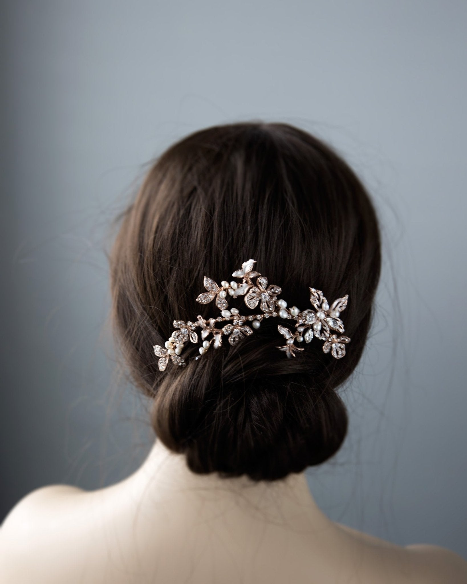 Rose Gold Bridal Clip with Freshwater Pearls - Hair Clips - Cassandra Lynne