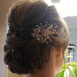 Rose Gold Bridal Hair Pin of Crystals and Leaves - Hair Pins - Cassandra Lynne