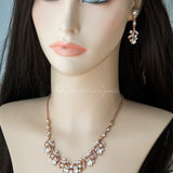 Rose Gold Bridal Necklace Set of Pear Crystals - Necklace Set - Cassandra Lynne