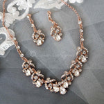 Rose Gold Bridal Necklace Set of Pear Crystals - Necklace Set - Cassandra Lynne