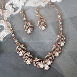 Rose Gold Bridal Necklace Set of Pear Crystals - Necklace Set - Cassandra Lynne