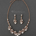 Rose Gold Bridal Necklace Set of Pear Crystals - Necklace Set - Cassandra Lynne
