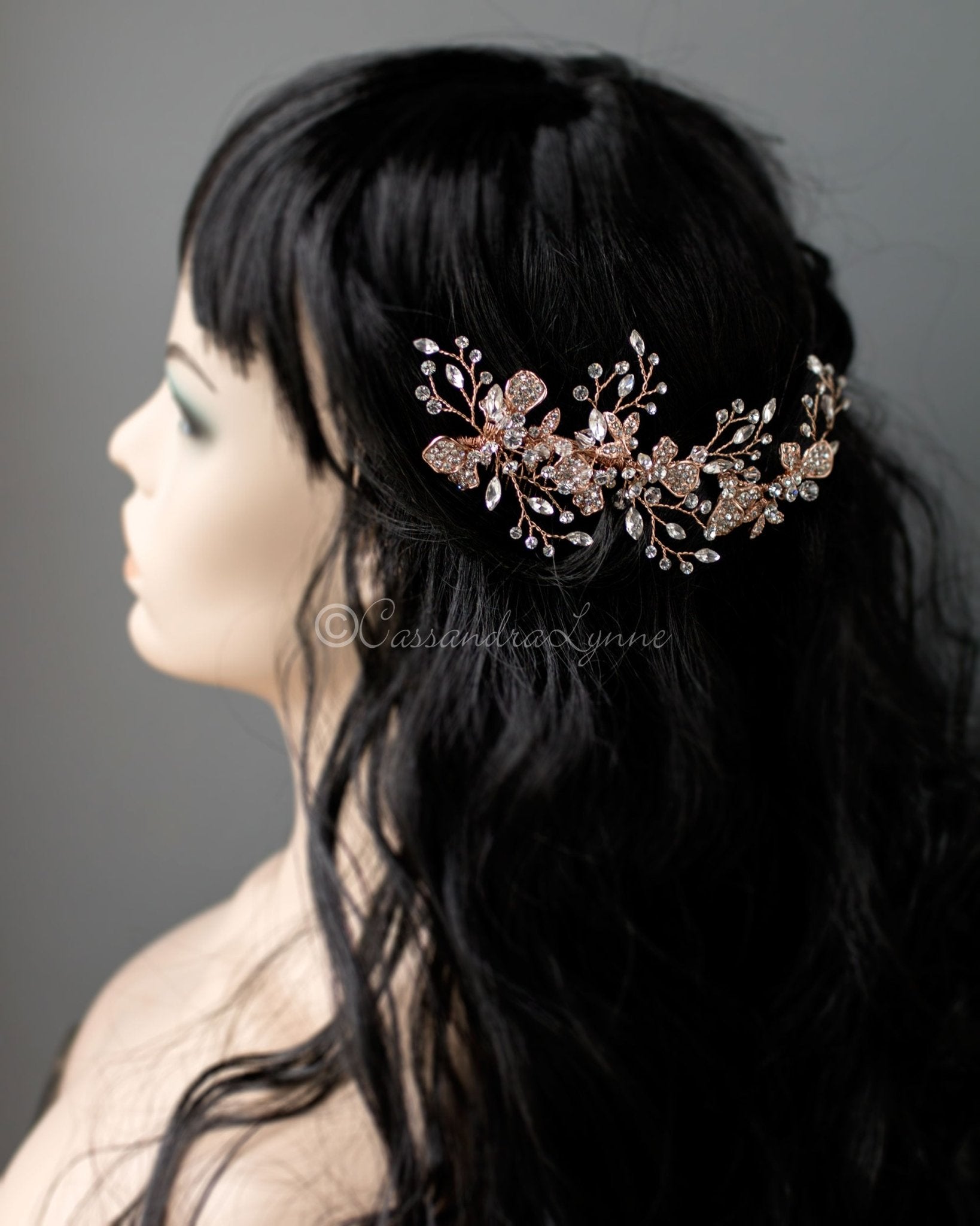 Rose Gold Crystal Wedding Hair Piece - Cassandra Lynne