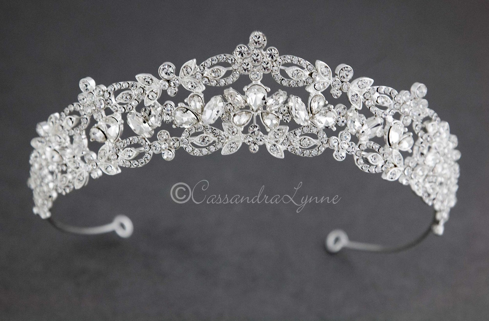 Rose Gold or Silver Crystal Wedding Tiara - Cassandra Lynne