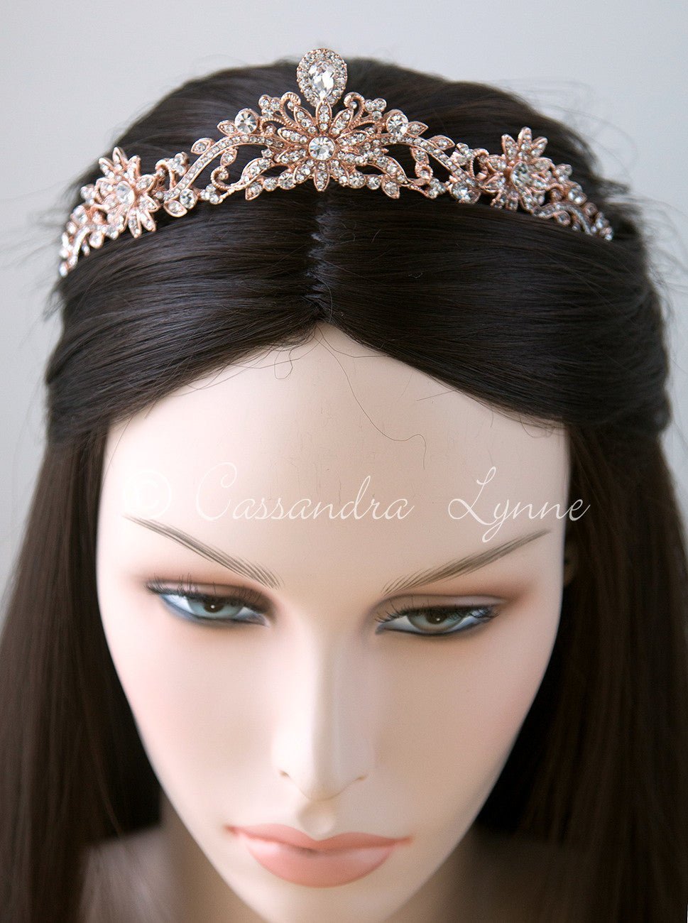 Rose Gold Princess Tiara with Floral Design - Tiara - Cassandra Lynne