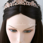 Rose Gold Princess Tiara with Floral Design - Tiara - Cassandra Lynne