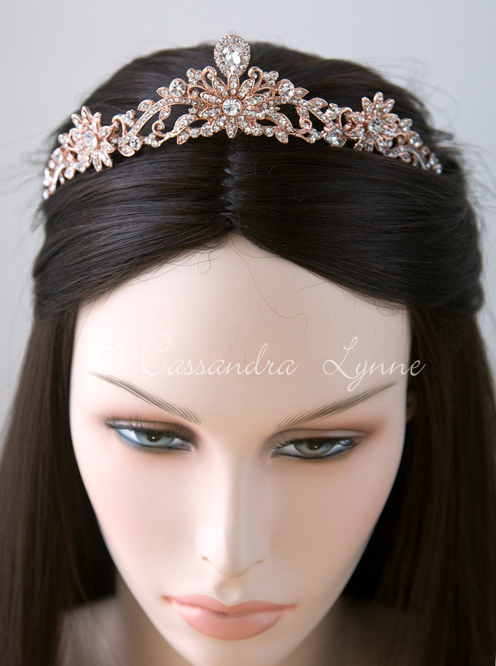 Rose Gold Princess Tiara with Floral Design - Cassandra Lynne