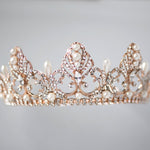 Rose Gold Regal Tiara of Tiara Drop Pearls - Tiara - Cassandra Lynne