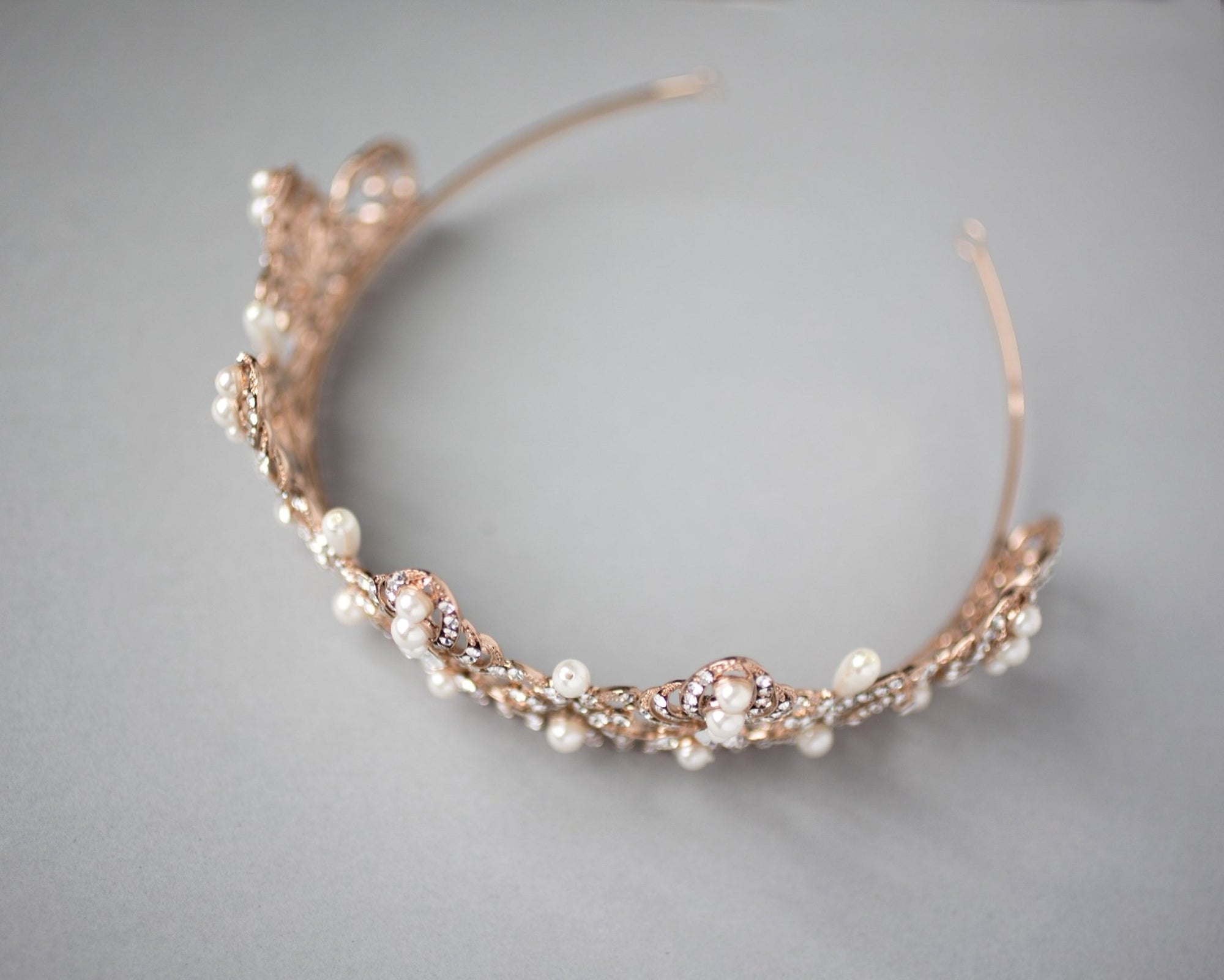 Rose Gold Regal Tiara of Tiara Drop Pearls - Tiara - Cassandra Lynne