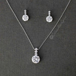 Round CZ Jewel Pendant Necklace Earring Set - Necklace Set - Cassandra Lynne