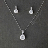 Round CZ Jewel Pendant Necklace Earring Set - Necklace Set - Cassandra Lynne