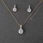 Round CZ Jewel Pendant Necklace Earring Set - Necklace Set - Cassandra Lynne