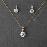 Round CZ Jewel Pendant Necklace Earring Set - Necklace Set - Cassandra Lynne