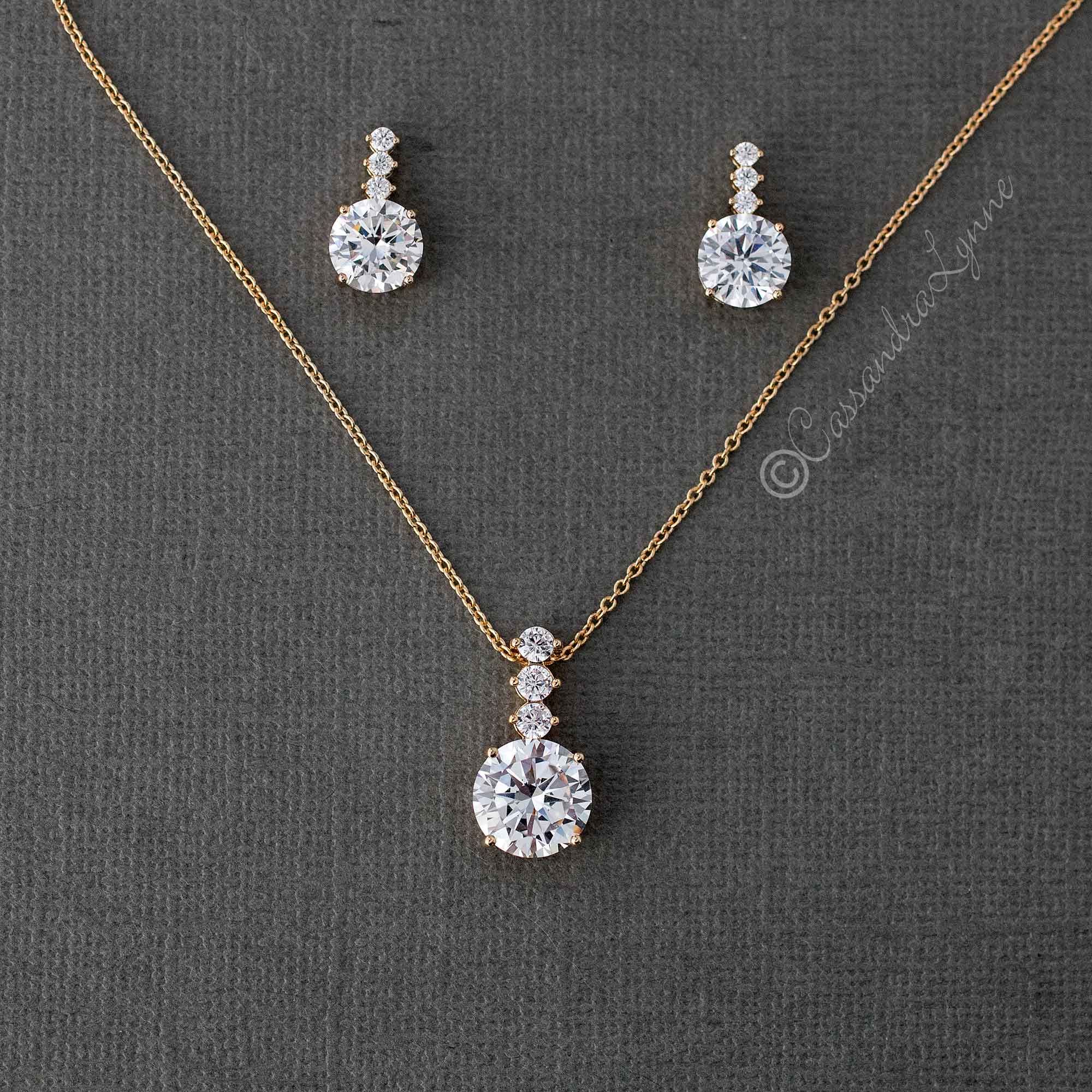 Delicate Big Platinum Plated Necklace and Earring Set