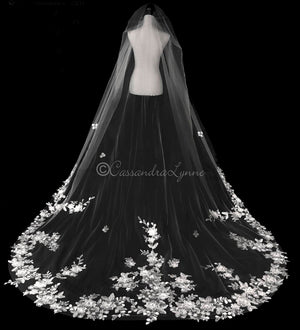 Royal Bridal Veil with 3D Flowers - Cassandra Lynne