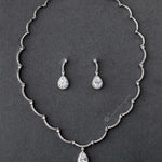 Scalloped CZ Wedding Necklace and Earrings - Necklace Set - Cassandra Lynne