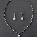Scalloped CZ Wedding Necklace and Earrings - Necklace Set - Cassandra Lynne